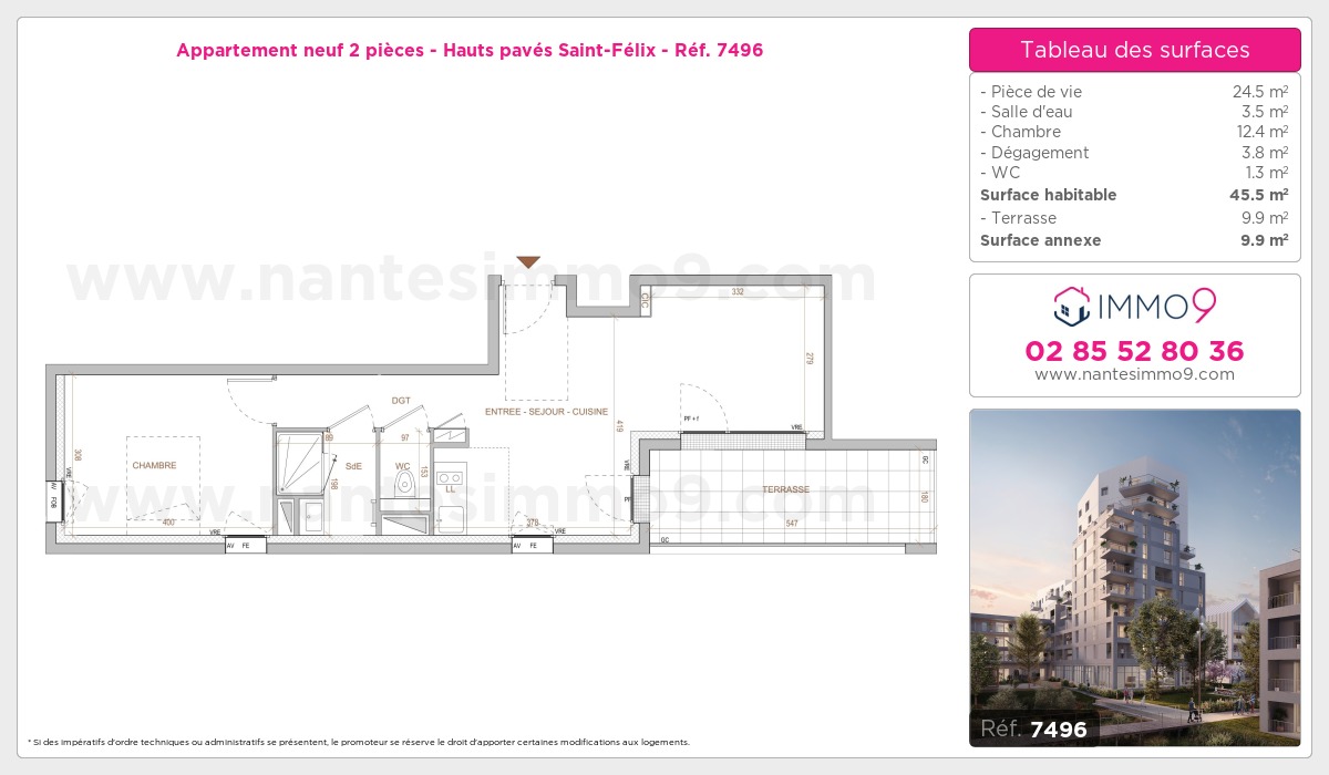 Plan et surfaces, Programme neuf Nantes : Hauts pavés Saint-Félix Référence n° 7496
