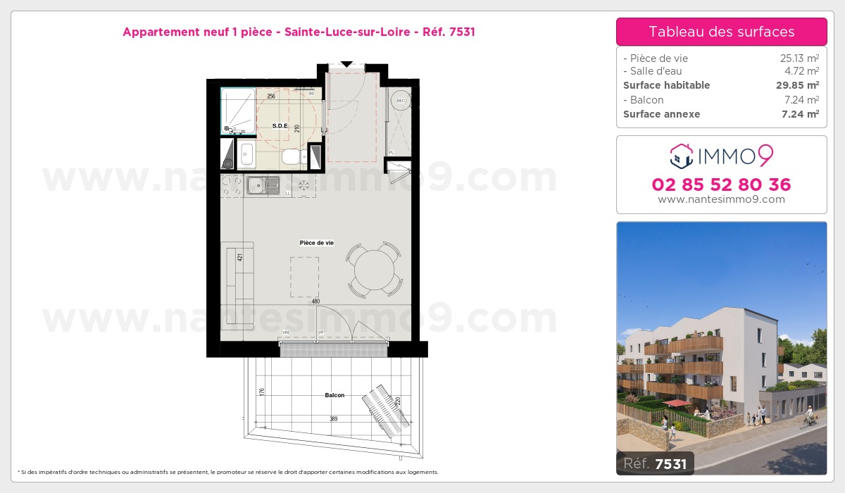 Plan et surfaces, Programme neuf Sainte-Luce-sur-Loire Référence n° 7531