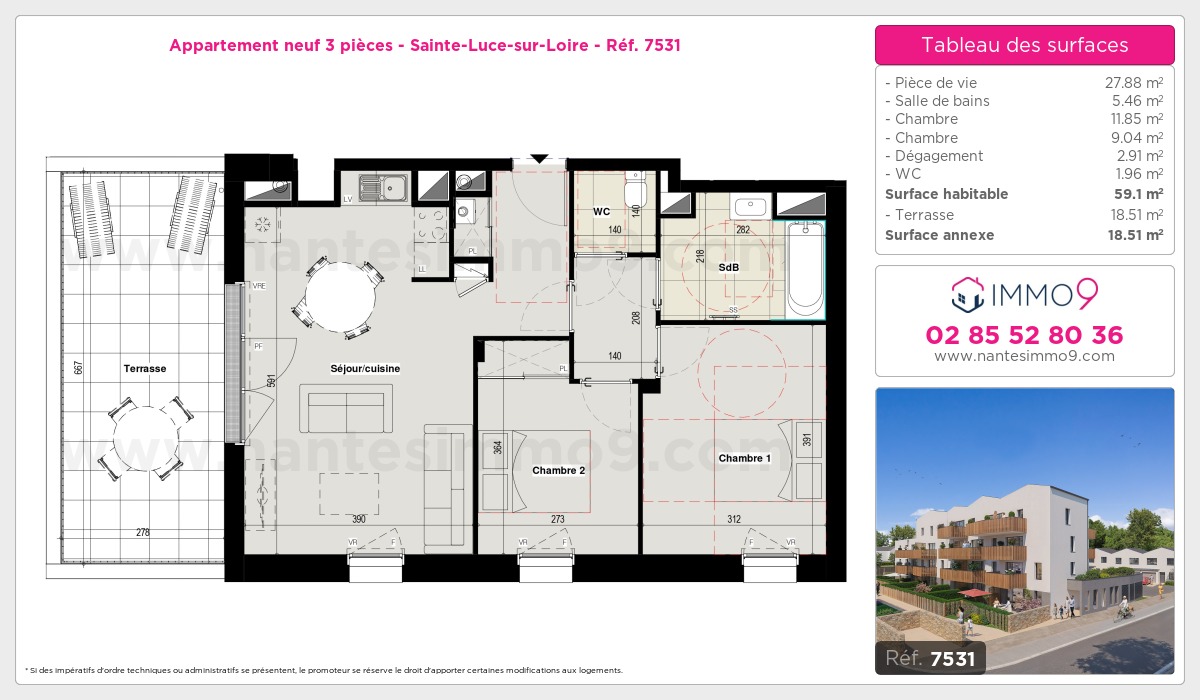 Plan et surfaces, Programme neuf Sainte-Luce-sur-Loire Référence n° 7531