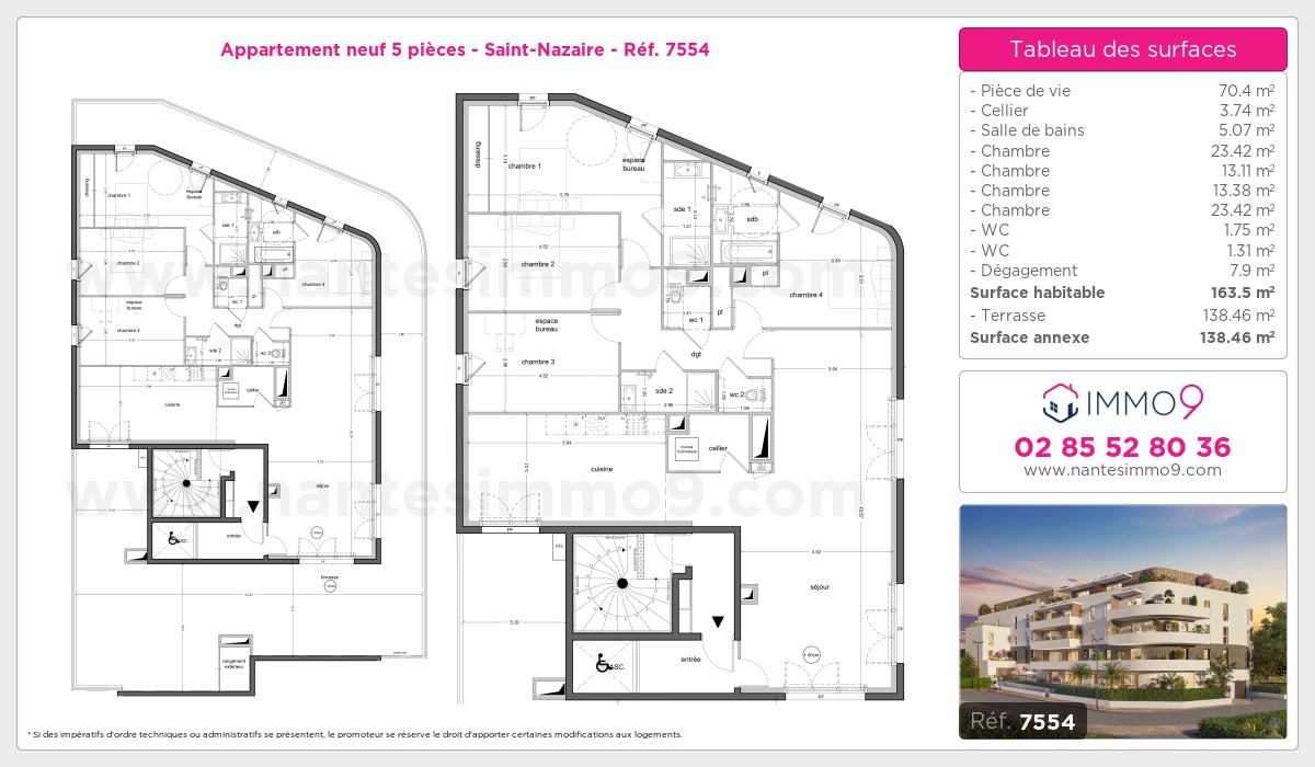 Plan et surfaces, Programme neuf Saint-Nazaire Référence n° 7554