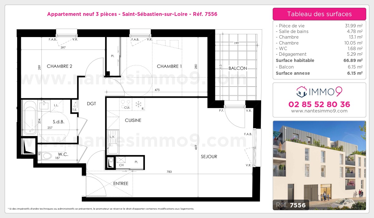 Plan et surfaces, Programme neuf Saint-Sébastien-sur-Loire Référence n° 7556