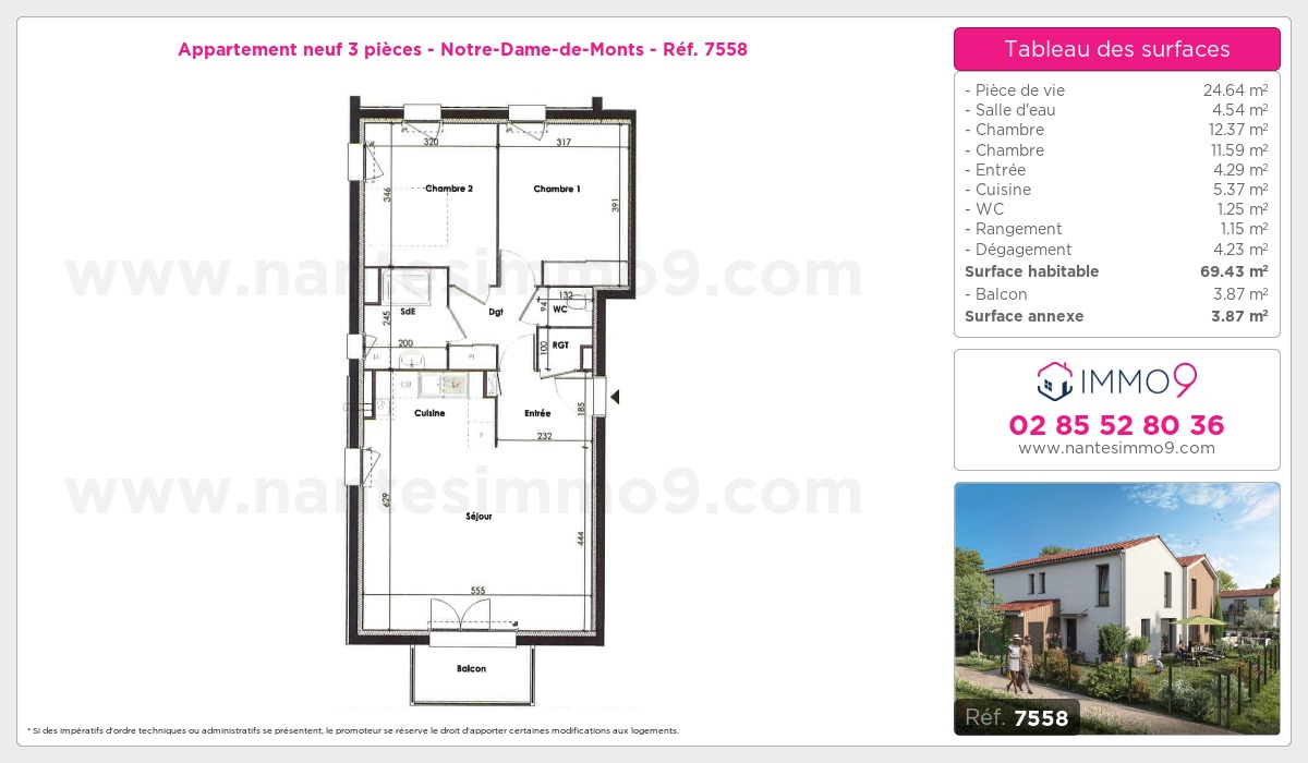 Plan et surfaces, Programme neuf Notre-Dame-de-Monts Référence n° 7558
