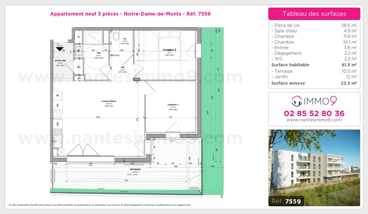 Plan et surfaces, Programme neuf Notre-Dame-de-Monts Référence n° 7559