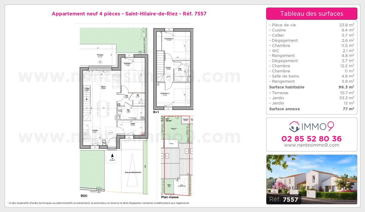 Plan et surfaces, Programme neuf Saint-Hilaire-de-Riez Référence n° 7557