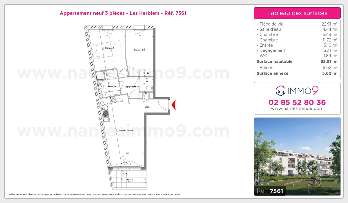 Plan et surfaces, Programme neuf Herbiers Référence n° 7561