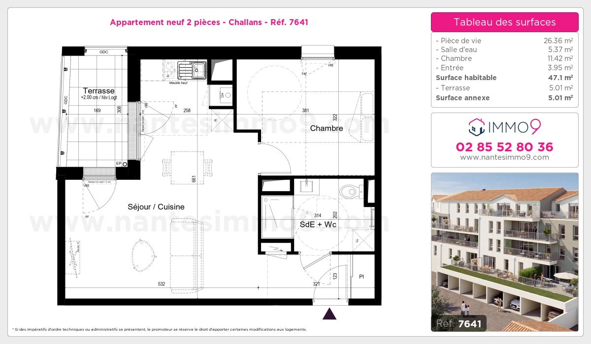 Plan et surfaces, Programme neuf Challans Référence n° 7641