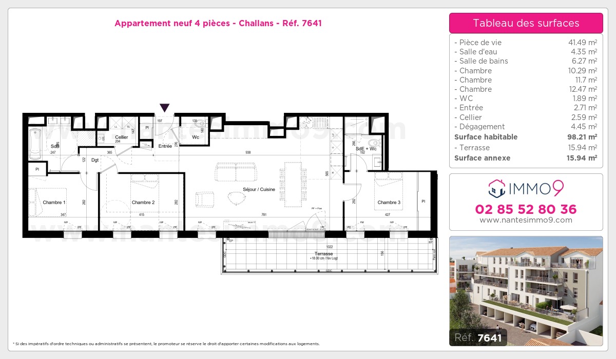 Plan et surfaces, Programme neuf Challans Référence n° 7641