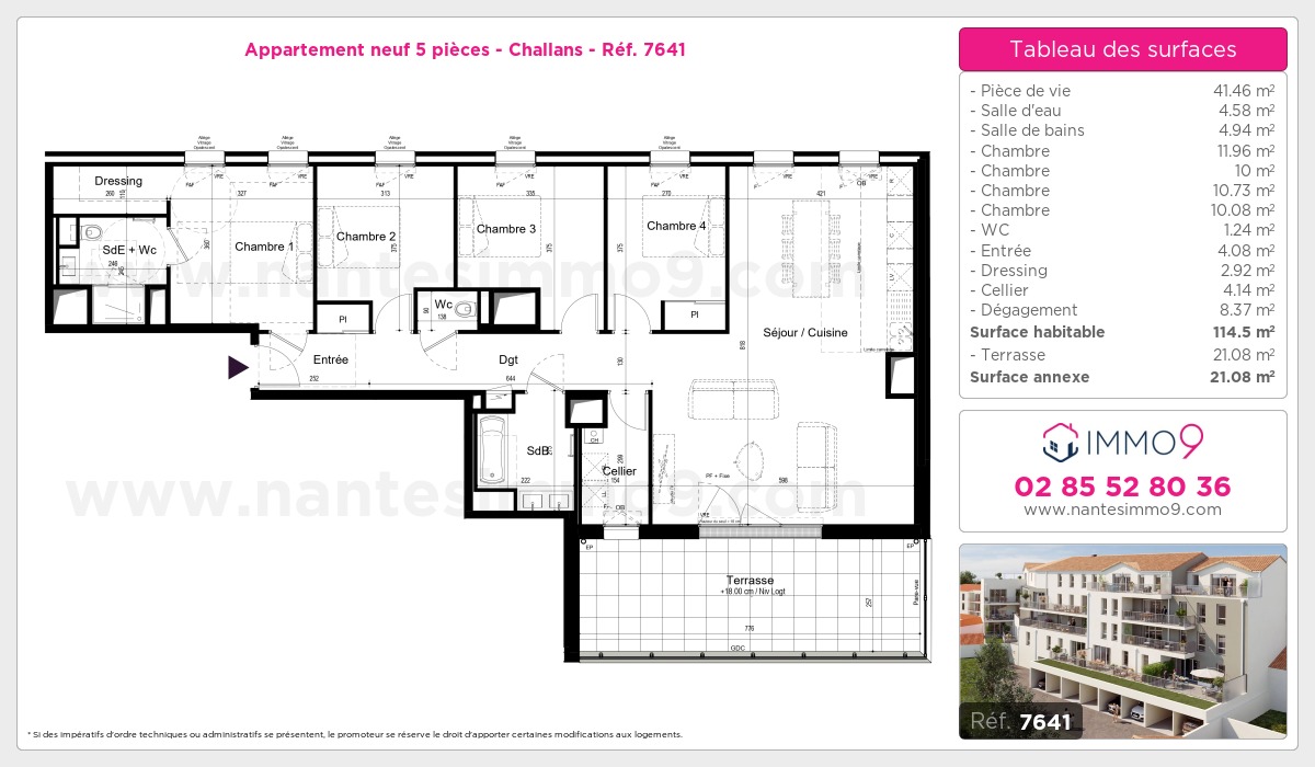 Plan et surfaces, Programme neuf Challans Référence n° 7641