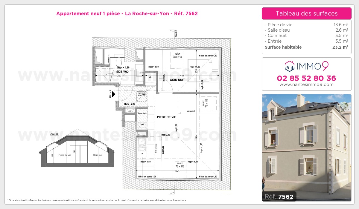 Plan et surfaces, Programme neuf Roche-sur-Yon Référence n° 7562