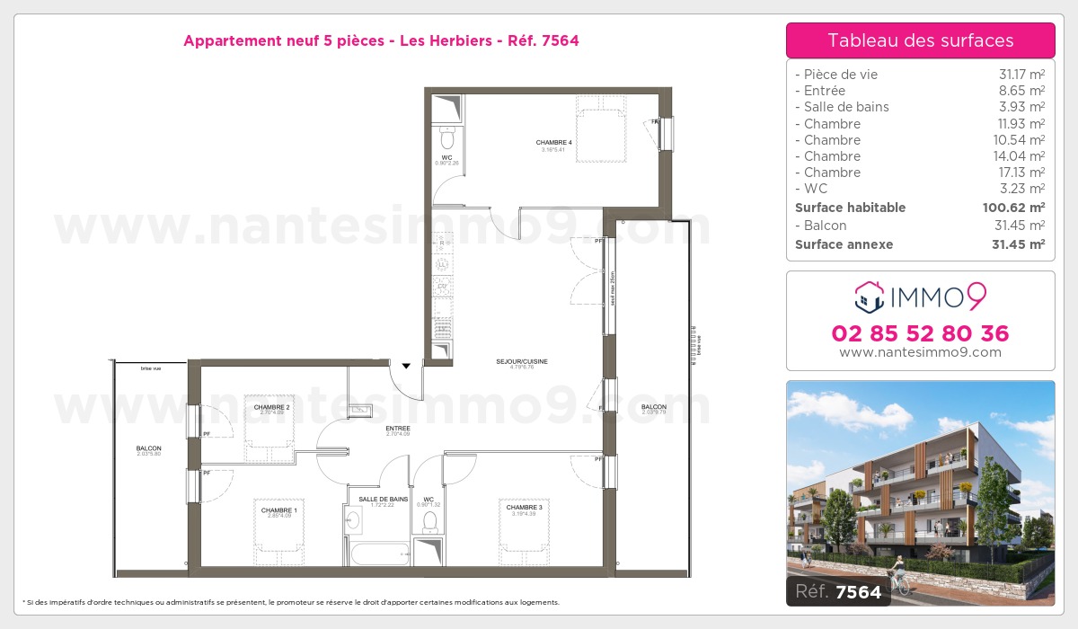 Plan et surfaces, Programme neuf Herbiers Référence n° 7564