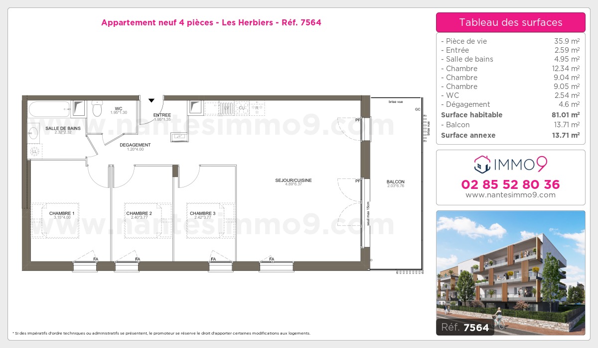 Plan et surfaces, Programme neuf Herbiers Référence n° 7564