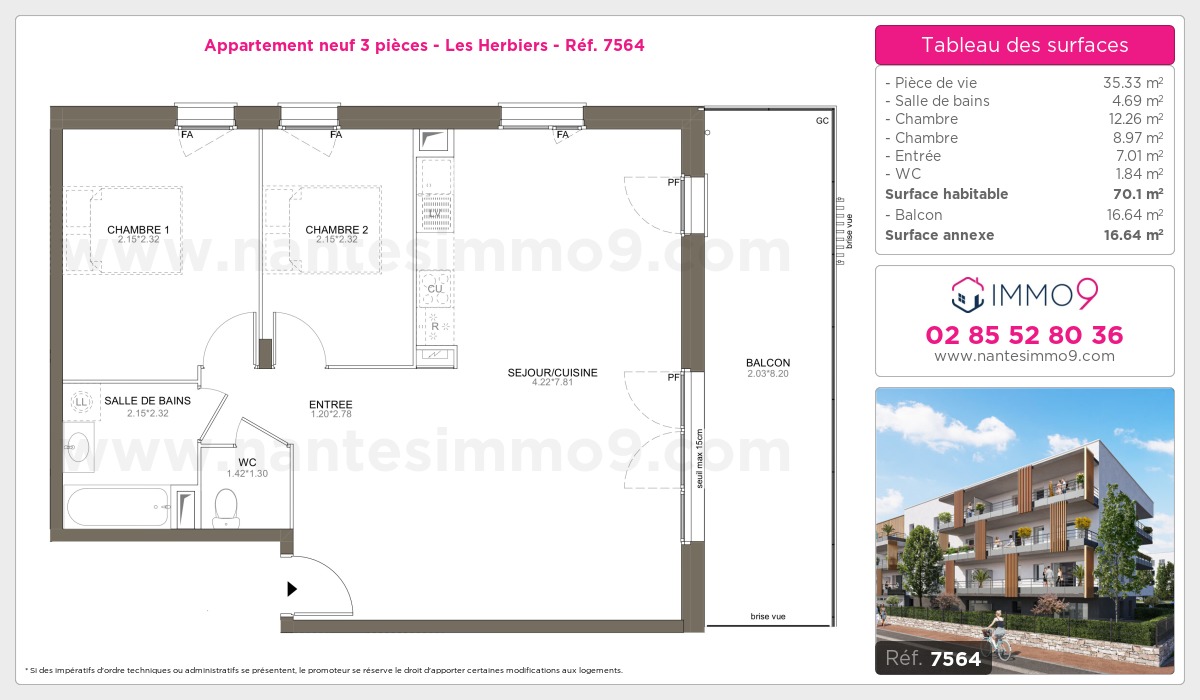 Plan et surfaces, Programme neuf Herbiers Référence n° 7564
