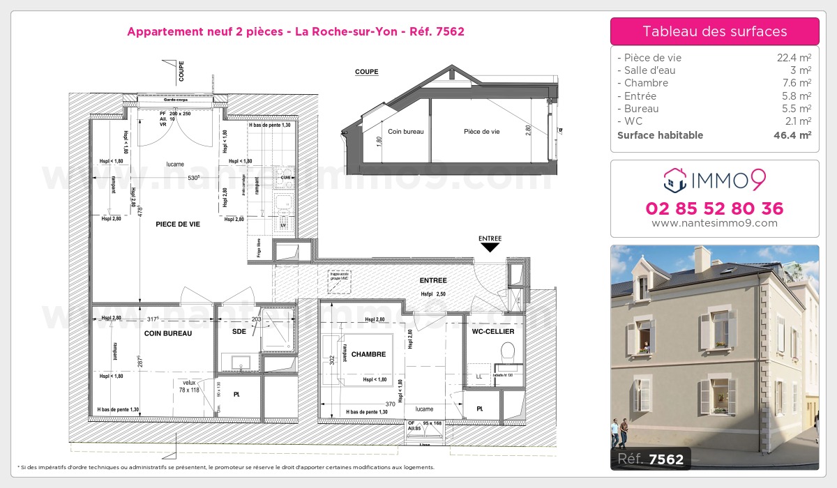 Plan et surfaces, Programme neuf Roche-sur-Yon Référence n° 7562