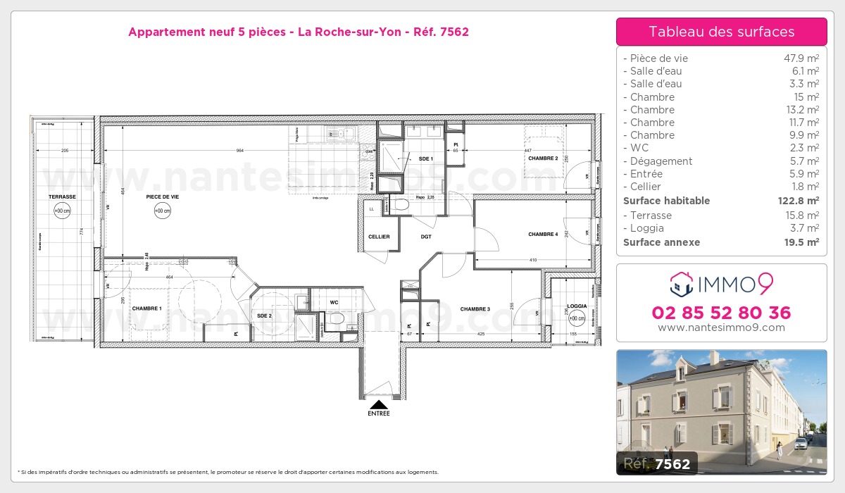 Plan et surfaces, Programme neuf Roche-sur-Yon Référence n° 7562