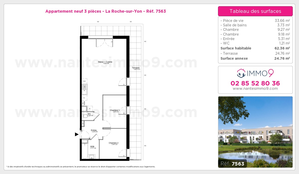 Plan et surfaces, Programme neuf Roche-sur-Yon Référence n° 7563