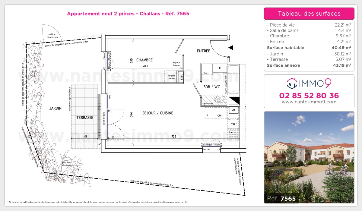 Plan et surfaces, Programme neuf Challans Référence n° 7565