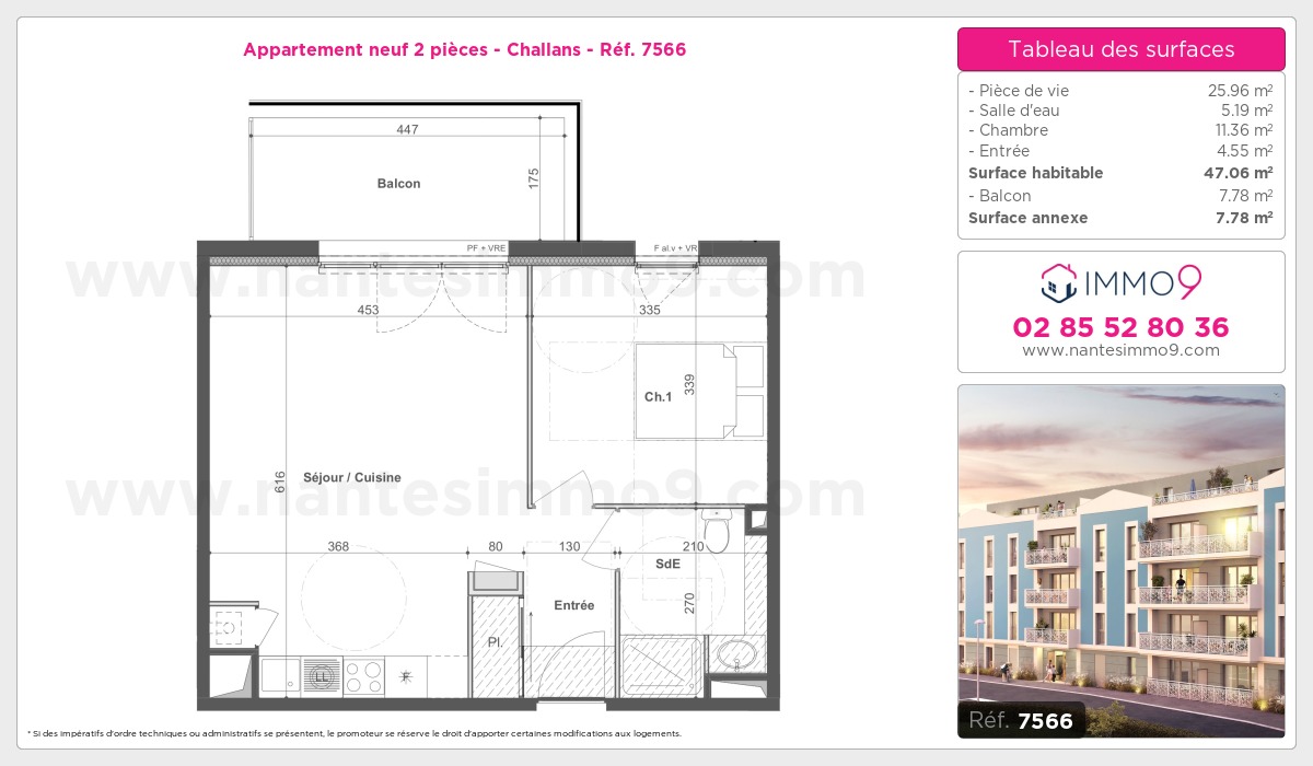 Plan et surfaces, Programme neuf Challans Référence n° 7566