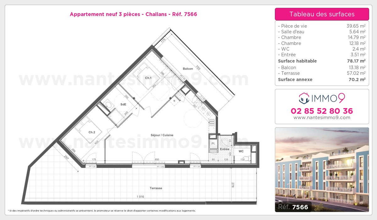 Plan et surfaces, Programme neuf Challans Référence n° 7566