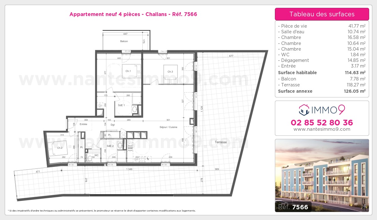 Plan et surfaces, Programme neuf Challans Référence n° 7566