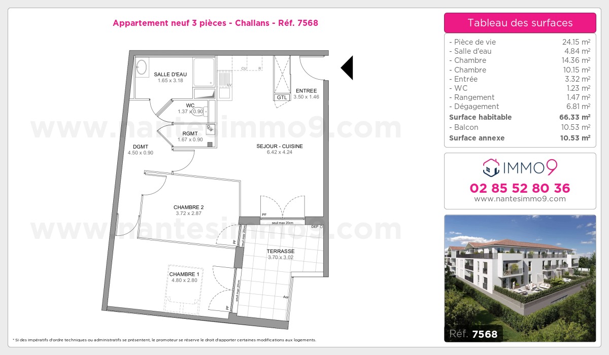 Plan et surfaces, Programme neuf Challans Référence n° 7568