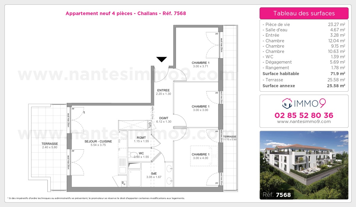 Plan et surfaces, Programme neuf Challans Référence n° 7568