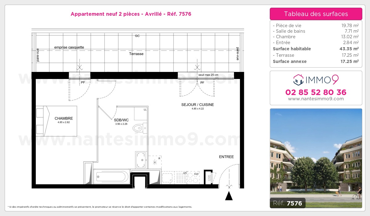 Plan et surfaces, Programme neuf Avrillé Référence n° 7576