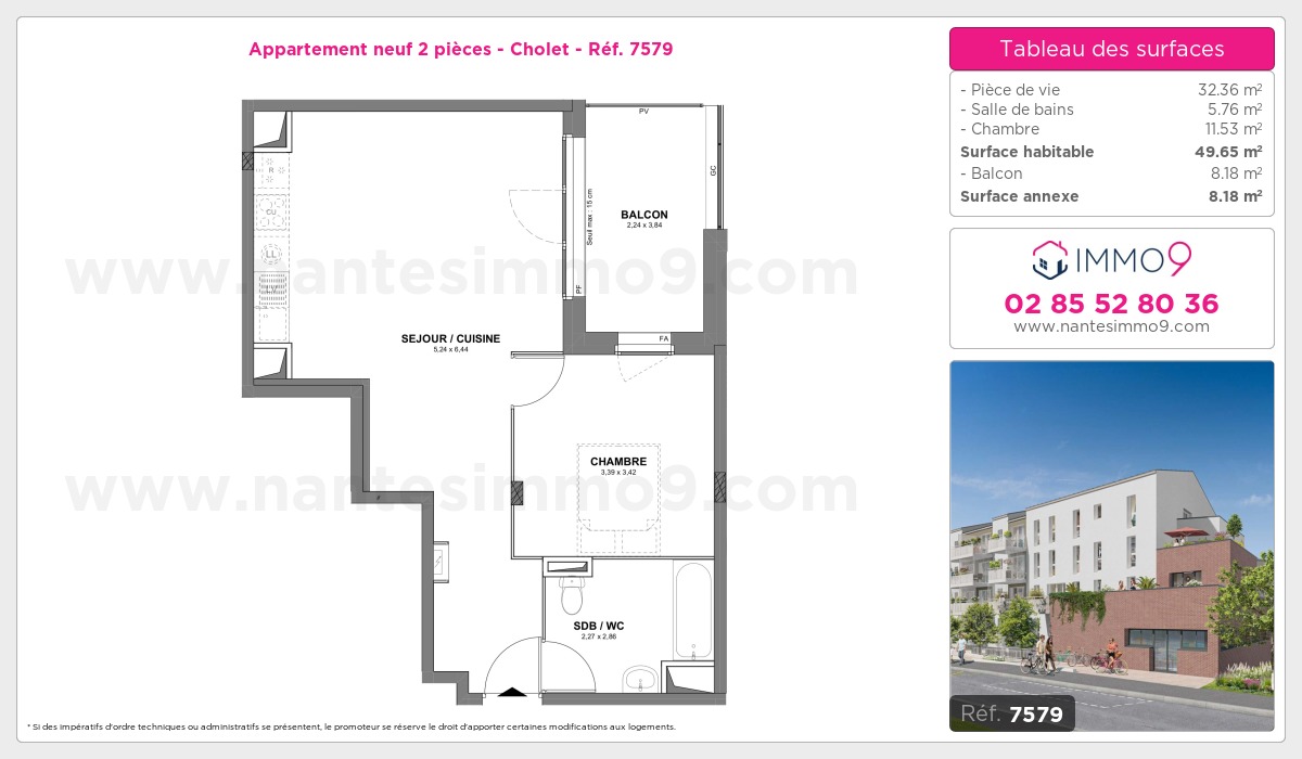 Plan et surfaces, Programme neuf Cholet Référence n° 7579