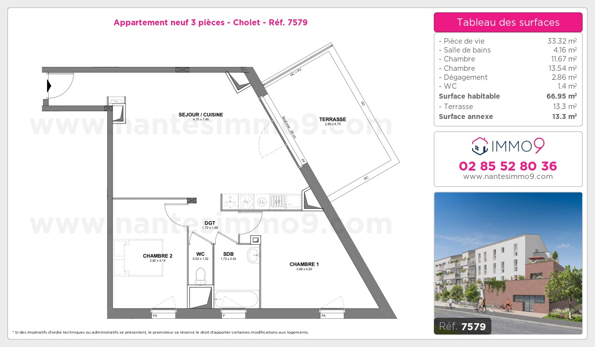 Plan et surfaces, Programme neuf Cholet Référence n° 7579