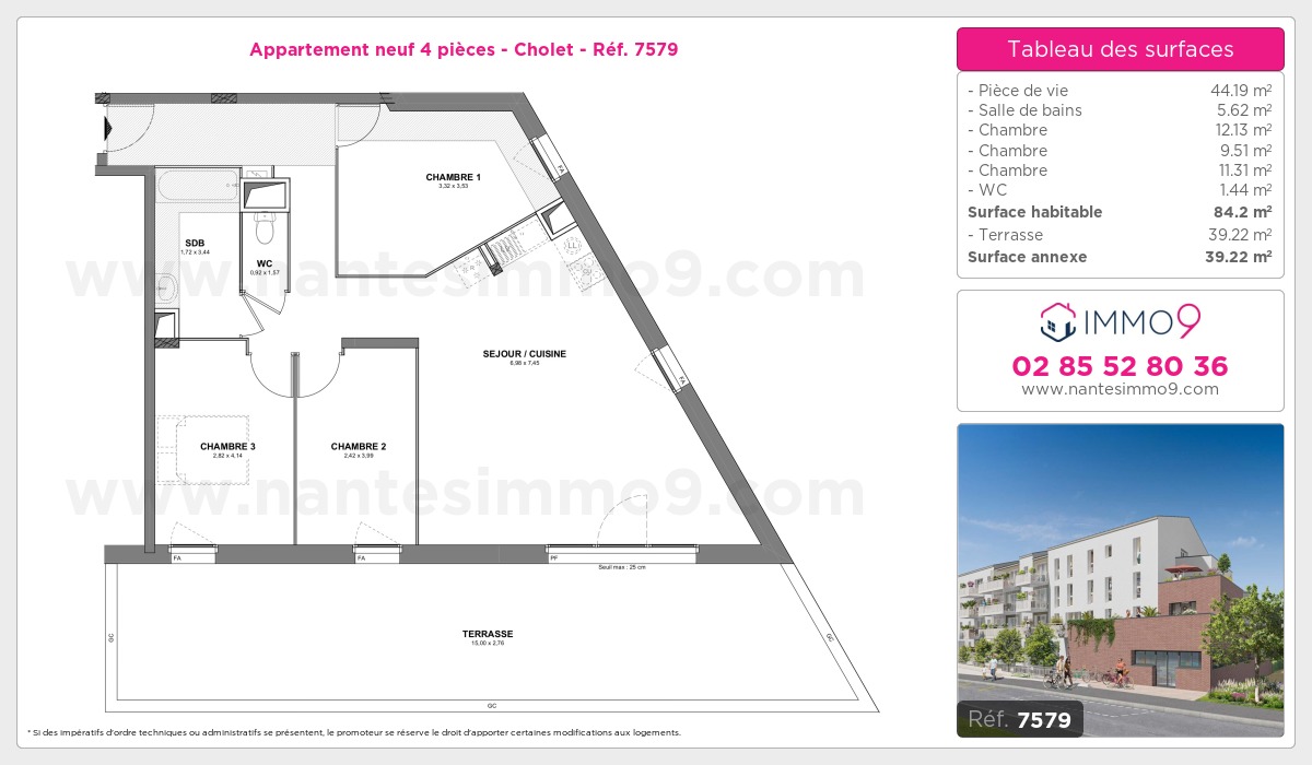Plan et surfaces, Programme neuf Cholet Référence n° 7579