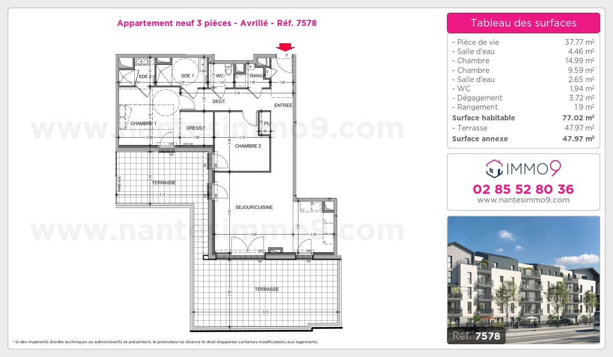 Plan et surfaces, Programme neuf Avrillé Référence n° 7578