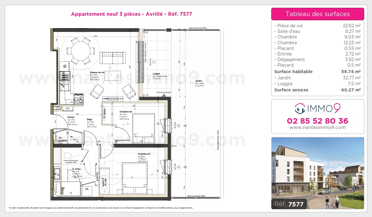 Plan et surfaces, Programme neuf Avrillé Référence n° 7577