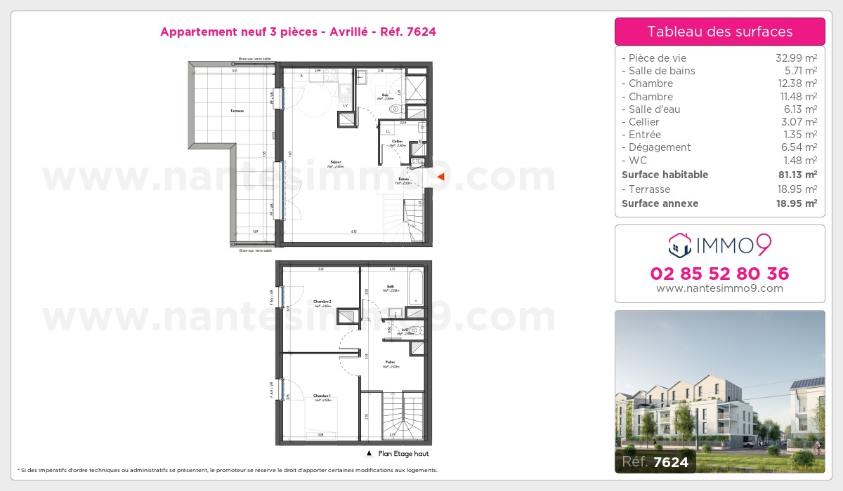 Plan et surfaces, Programme neuf Avrillé Référence n° 7624