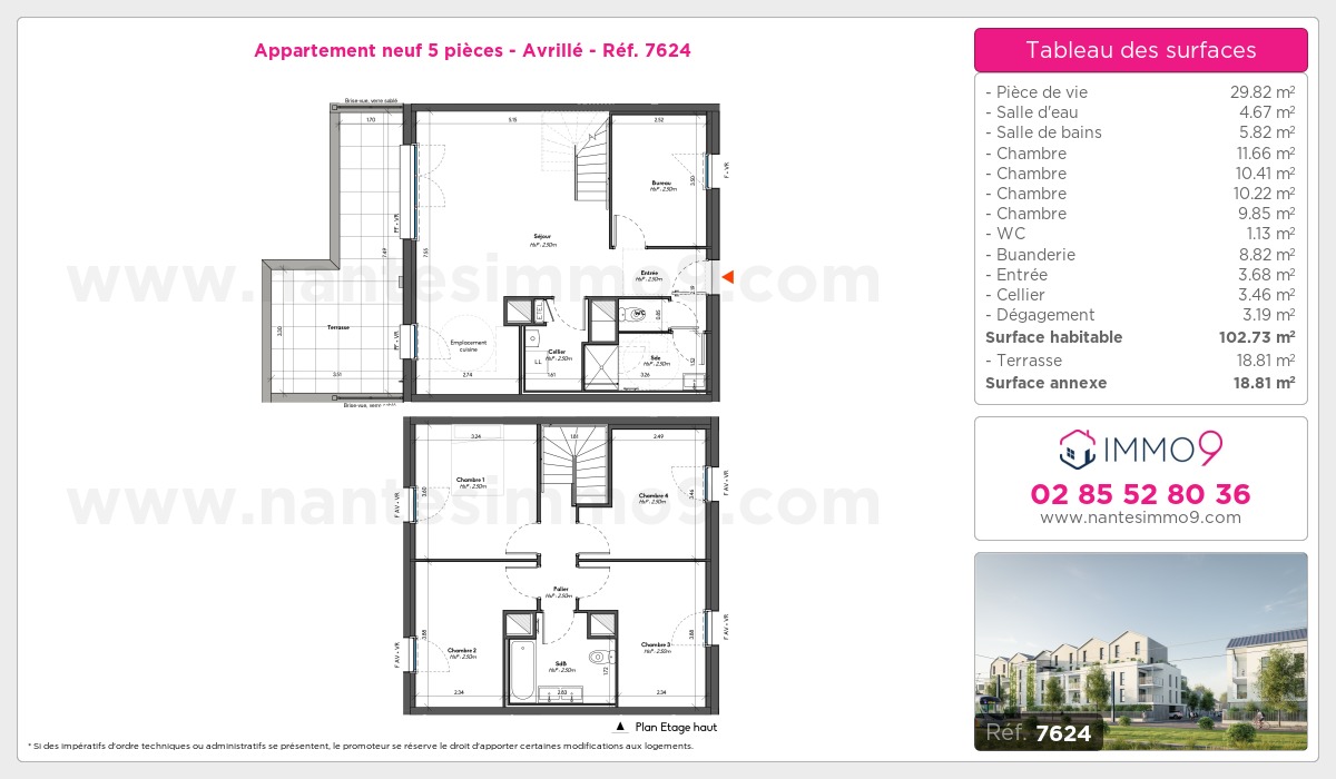 Plan et surfaces, Programme neuf Avrillé Référence n° 7624