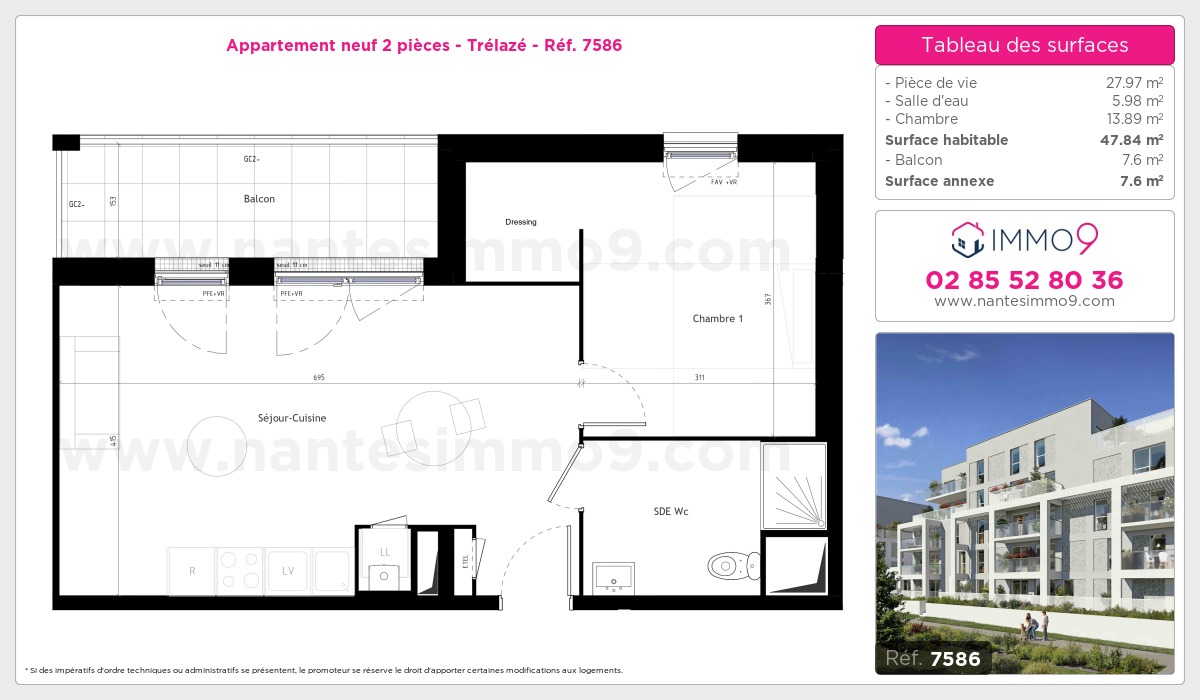 Plan et surfaces, Programme neuf Trélazé Référence n° 7586