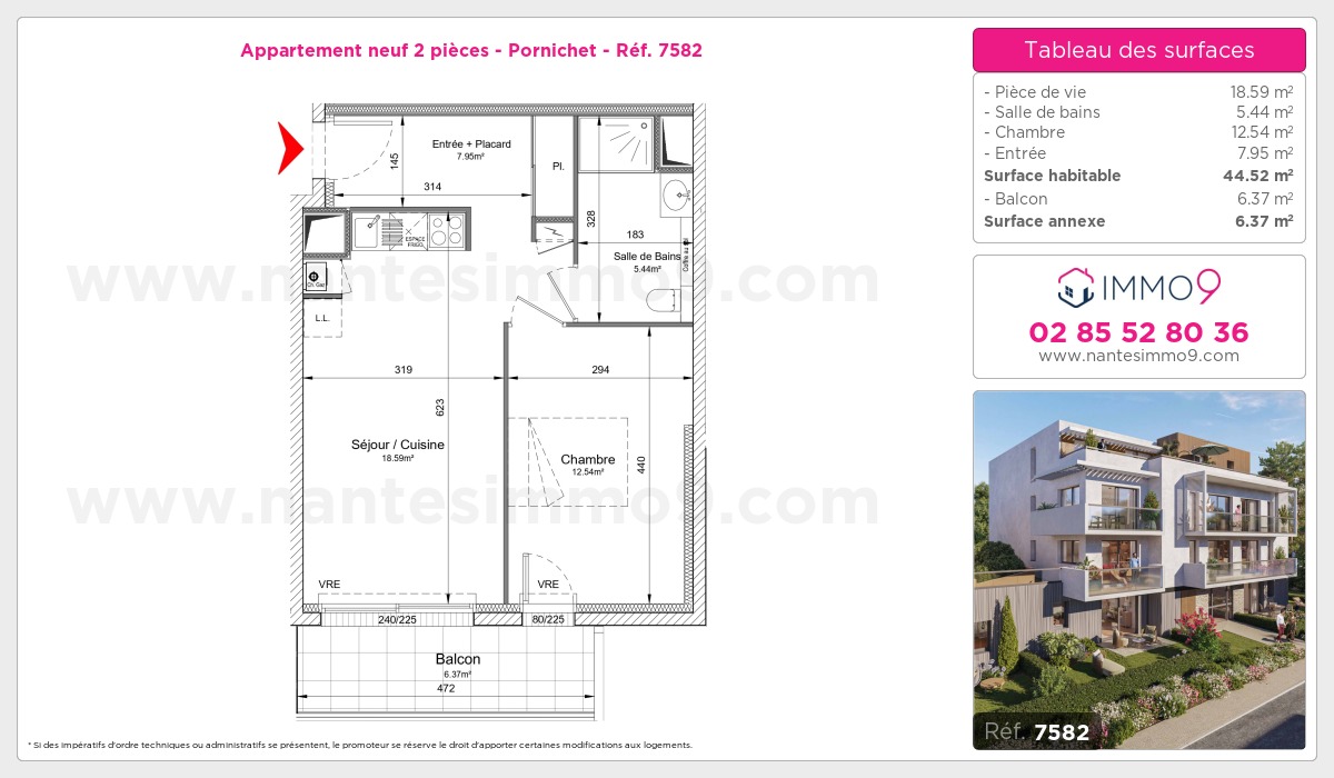 Plan et surfaces, Programme neuf Pornichet Référence n° 7582