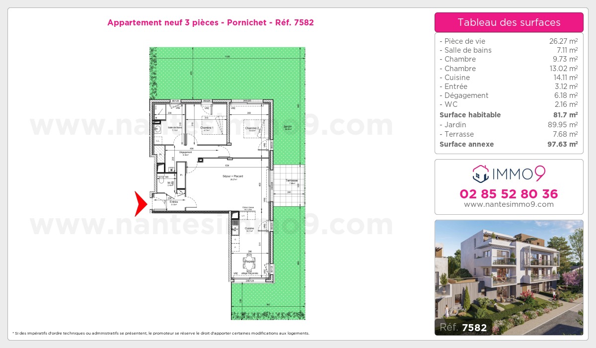 Plan et surfaces, Programme neuf Pornichet Référence n° 7582