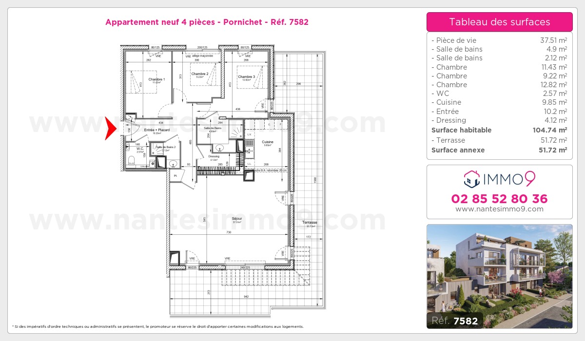 Plan et surfaces, Programme neuf Pornichet Référence n° 7582