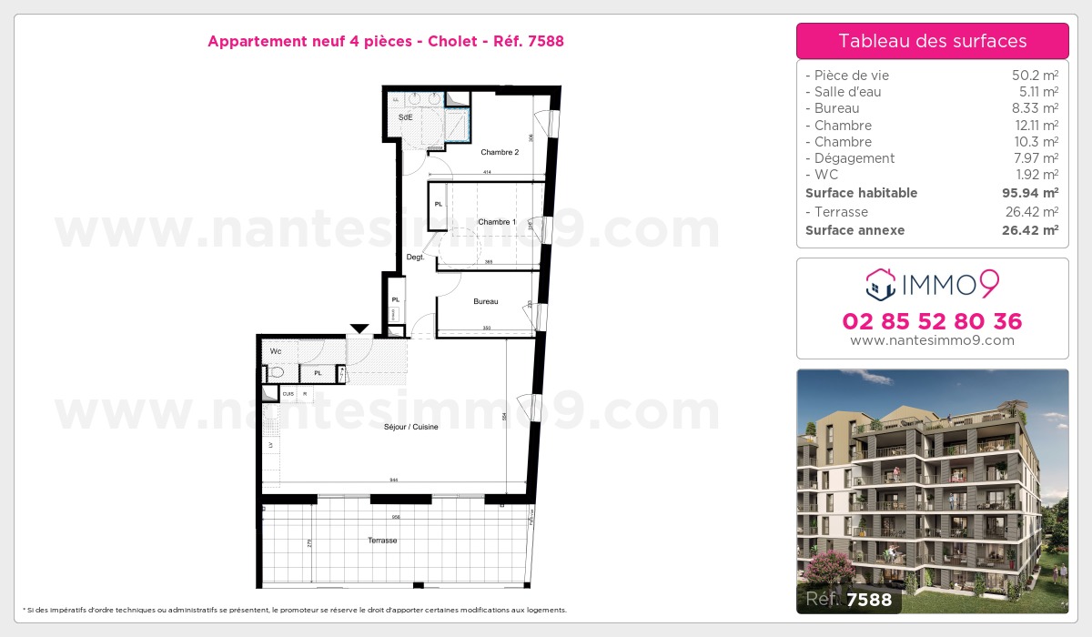 Plan et surfaces, Programme neuf Cholet Référence n° 7588