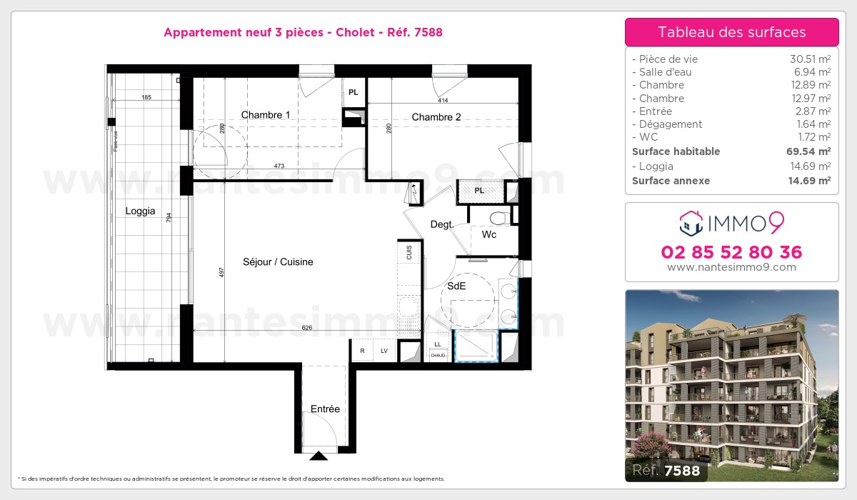 Plan et surfaces, Programme neuf Cholet Référence n° 7588