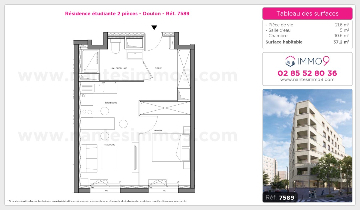 Plan et surfaces, Programme neuf Nantes : Doulon Référence n° 7589