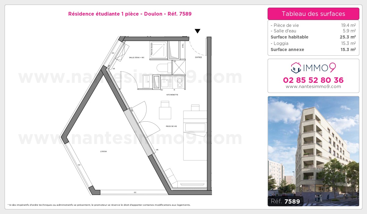 Plan et surfaces, Programme neuf Nantes : Doulon Référence n° 7589