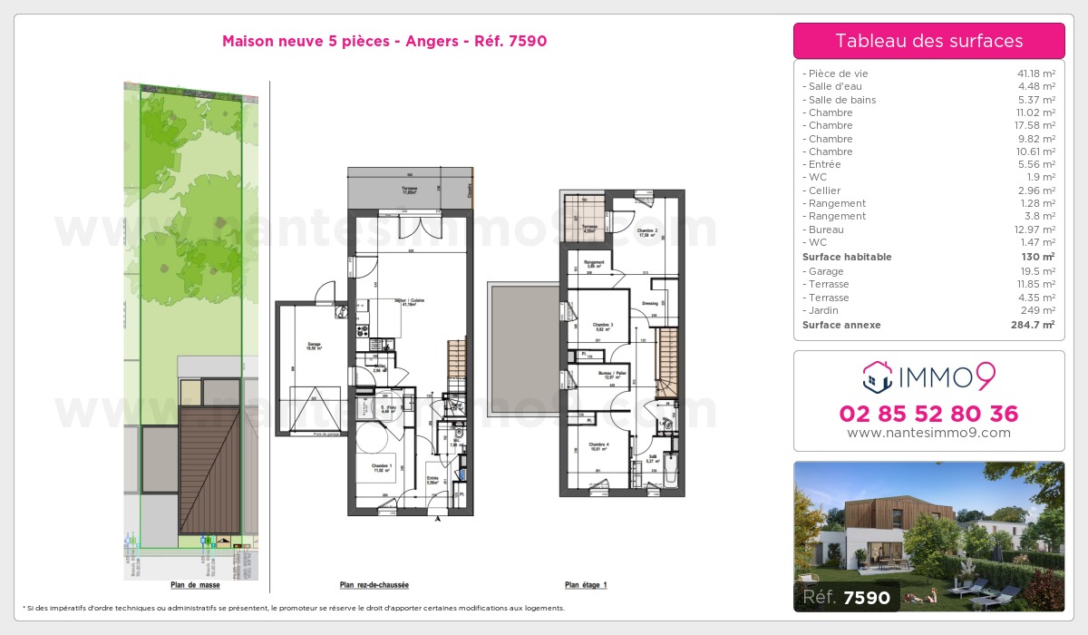 Plan et surfaces, Programme neuf Angers Référence n° 7590