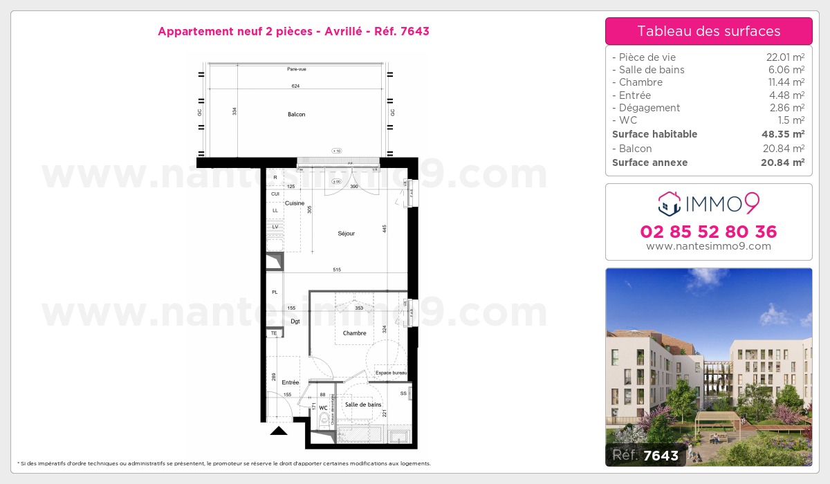 Plan et surfaces, Programme neuf Avrillé Référence n° 7643