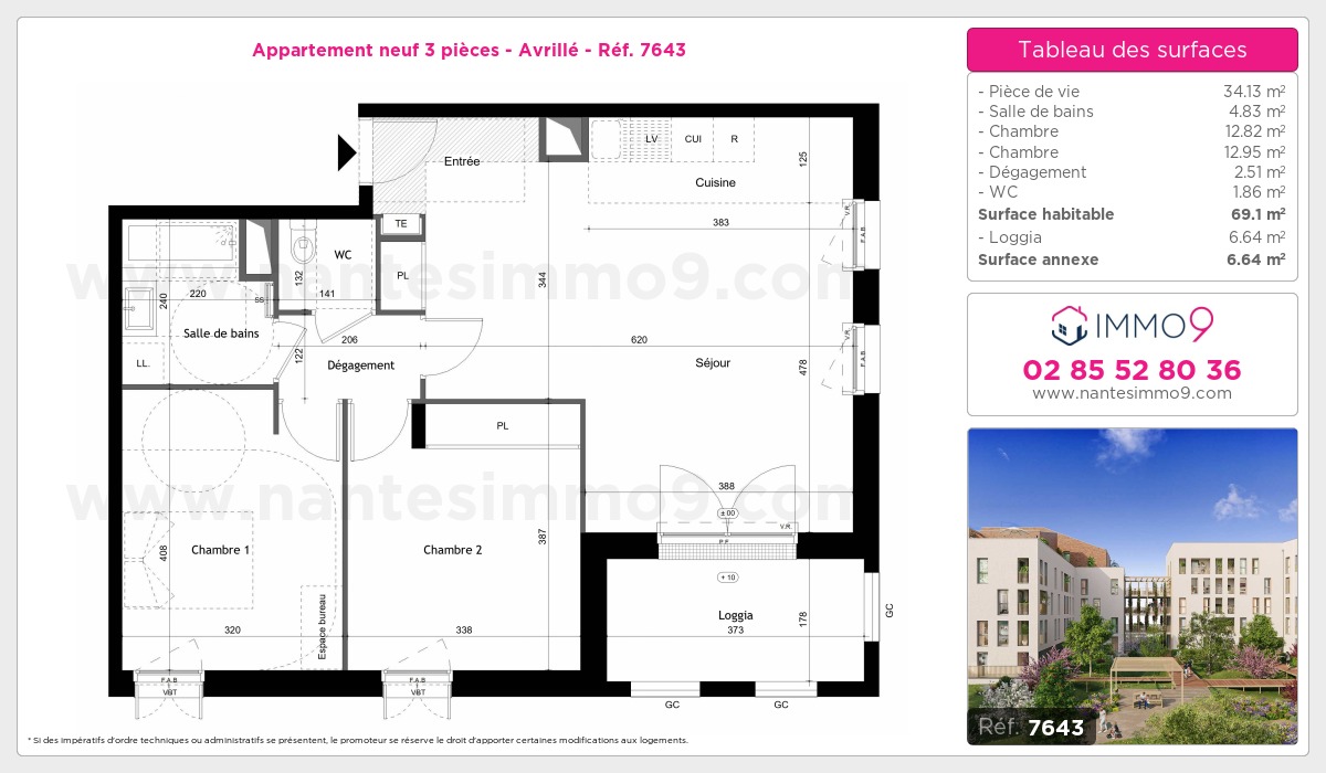 Plan et surfaces, Programme neuf Avrillé Référence n° 7643
