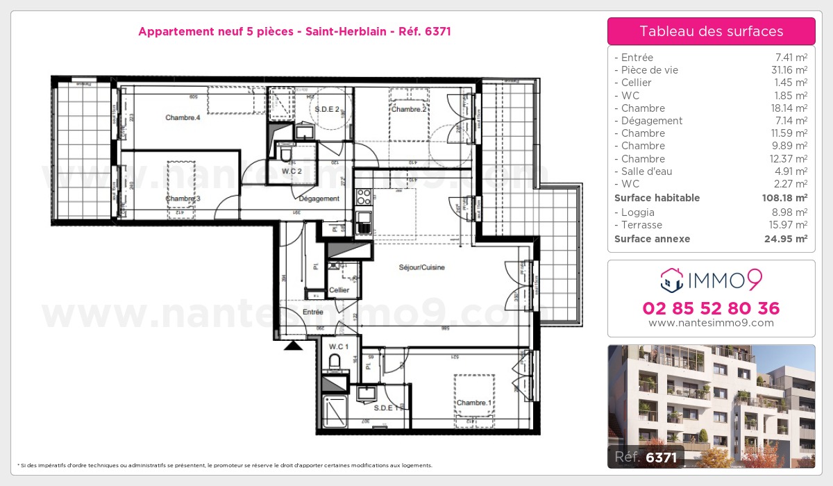 Plan et surfaces, Programme neuf Saint-Herblain Référence n° 6371