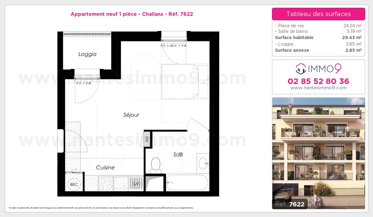 Plan et surfaces, Programme neuf Challans Référence n° 7622