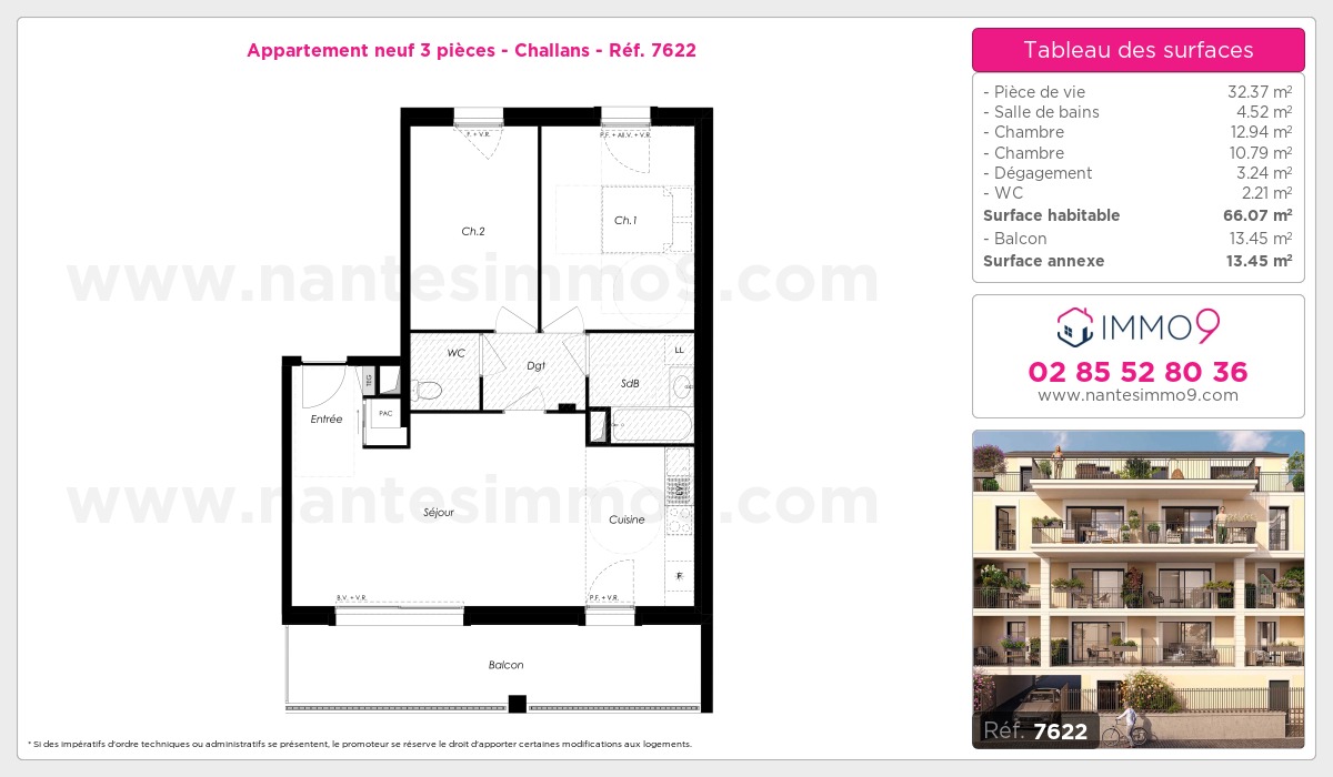 Plan et surfaces, Programme neuf Challans Référence n° 7622