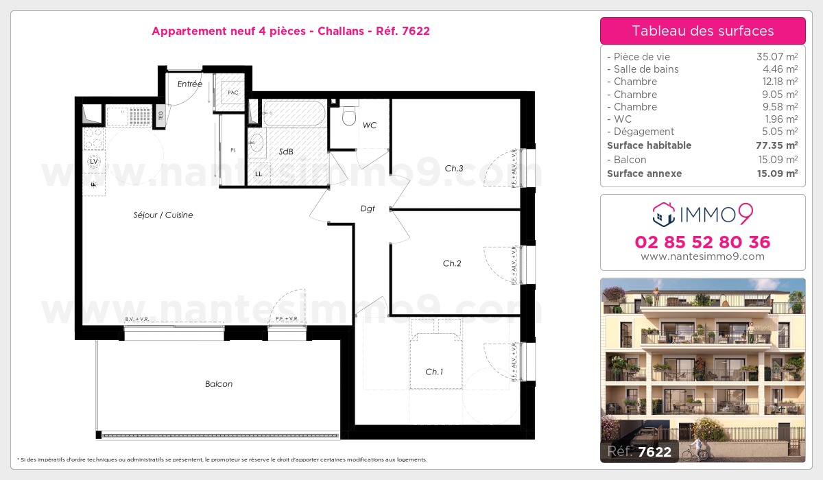 Plan et surfaces, Programme neuf Challans Référence n° 7622