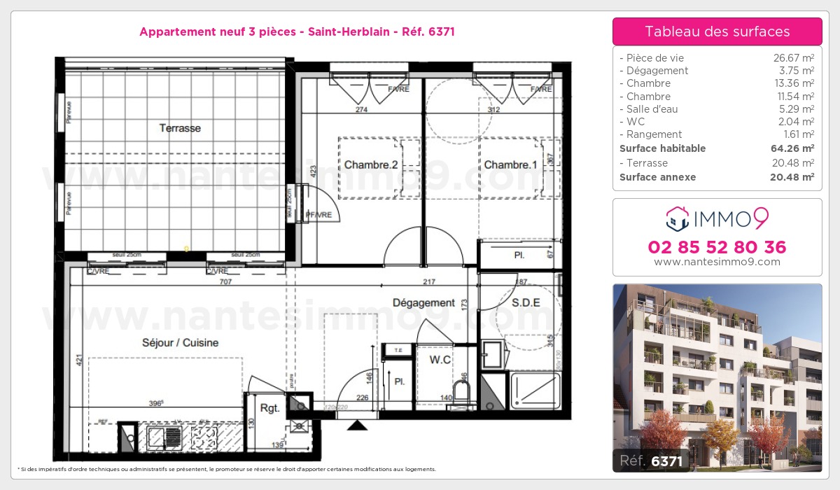 Plan et surfaces, Programme neuf Saint-Herblain Référence n° 6371
