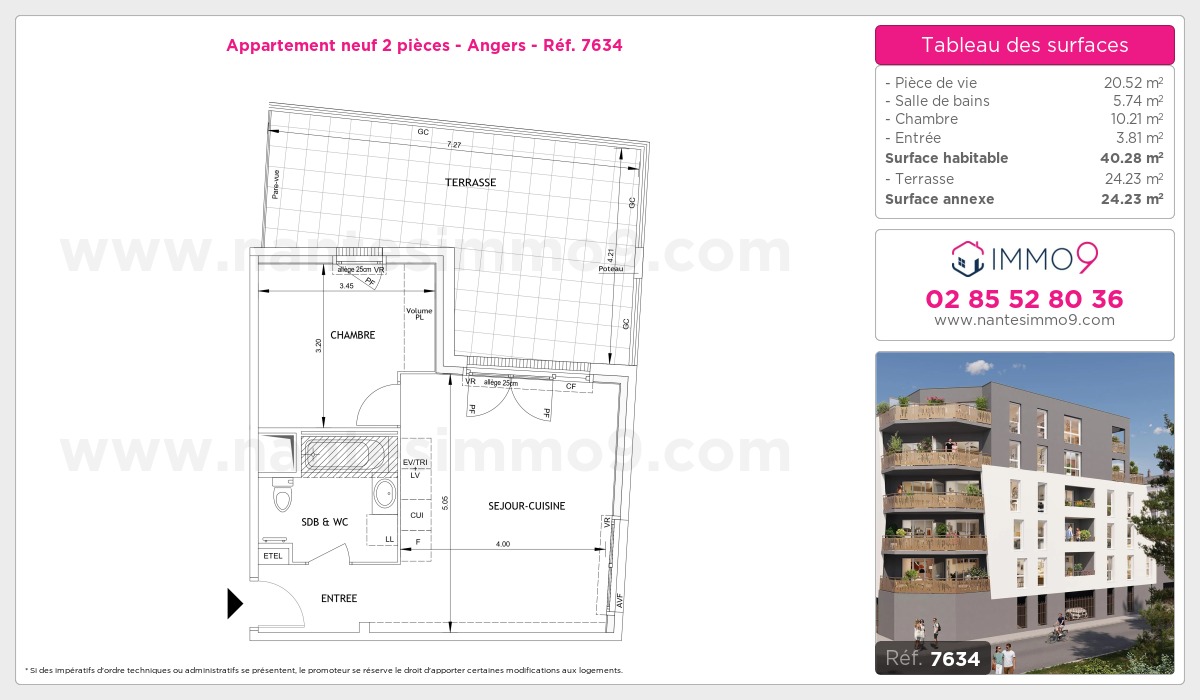 Plan et surfaces, Programme neuf Angers Référence n° 7634